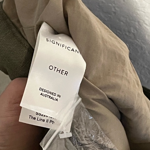 Significant Other High Waisted Pleated Linen Trousers Wide Leg Pants Khaki 6 - Picture 8 of 10